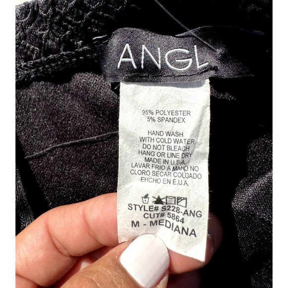 Angl Womens Medium Black Dress Shiny Snake Print Strapless Sweetheart Cocktail - Picture 3 of 7